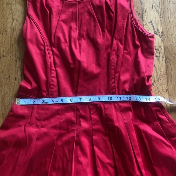 Talbots Red Fit Flare Dress With Piping and Pleats size 6P - Picture 9 of 13